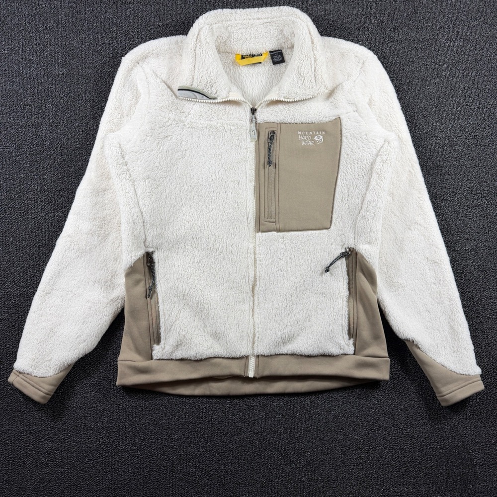 Mountain Hardwear Monkey Woman Fleece Jacket Large Cream Taupe Accent Full Zip
